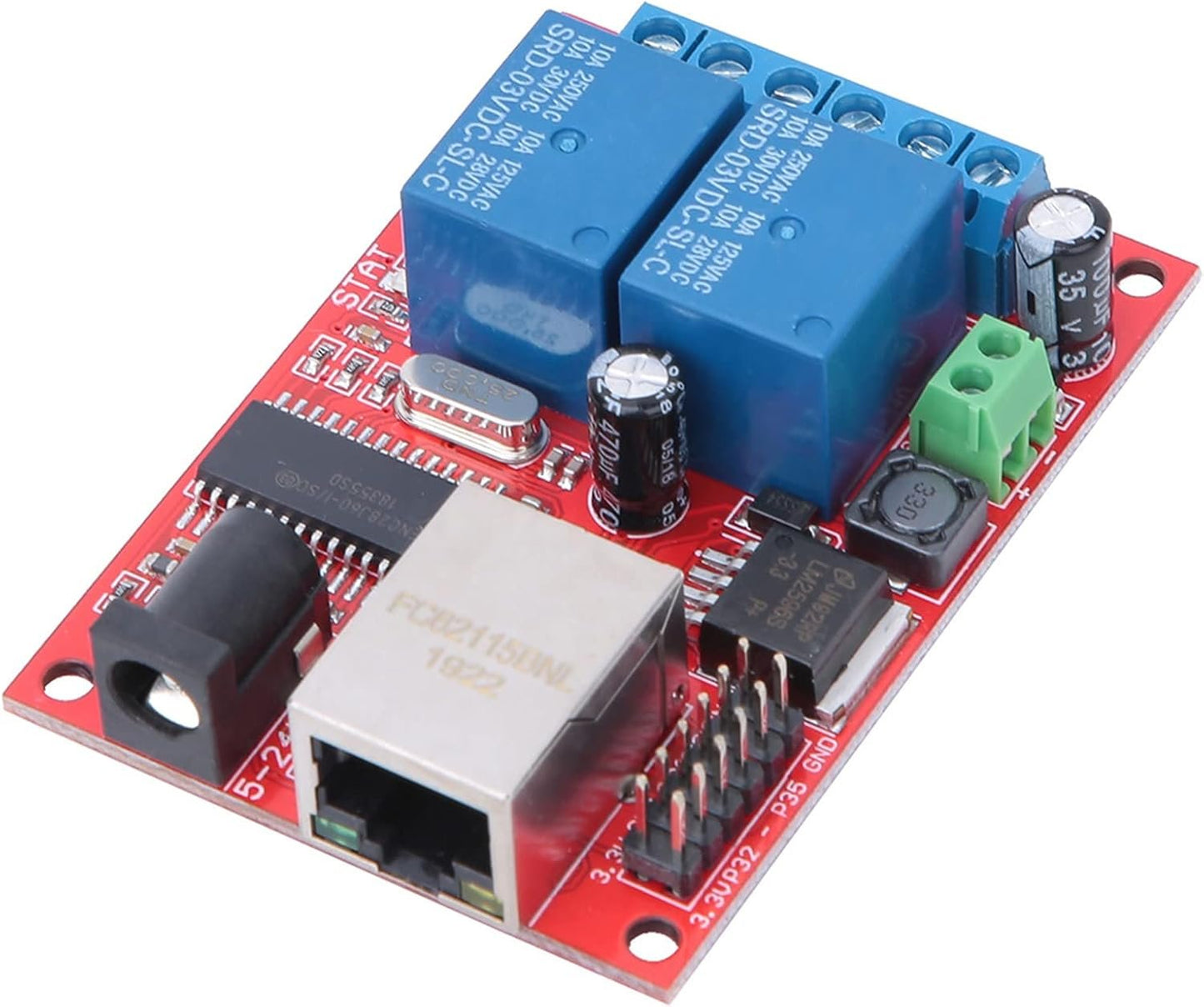Controller Module LAN Ethernet 2 Way Relay Board Delay Switch DC5V-24V for Smart Home Automation