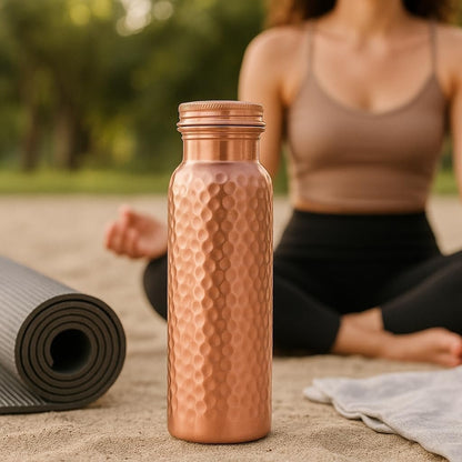 30 Oz Pure Copper Water Bottle for Drinking | Hammered Ayurvedic Vessel with Leak-Proof Lid, 100% Pure Copper Tumbler, Flask | Perfect for Hydration with Health Benefits, Unique Gifts