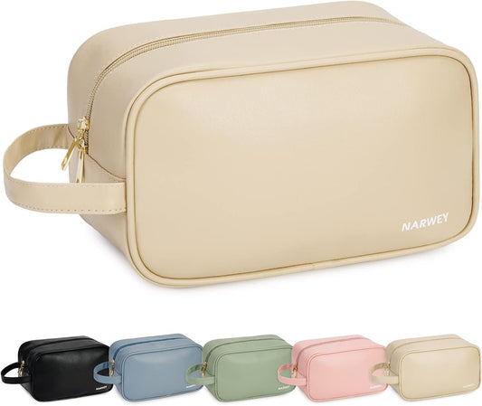 Narwey Travel Toiletry Bag for Women and Men Traveling Dopp Kit Makeup Bag Organizer Shaving Bag for Toiletries Accessories Cosmetics, Z-Brown