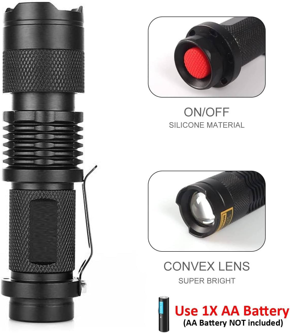 UV Torch,T Tersely UV Light Ultraviolet LED Flashlight Blacklight Portable Flashlight Torches 395nm LED Black Light Mini Flashlights Detector Zoomable with Clip SK68(AA Batteries Not Included)