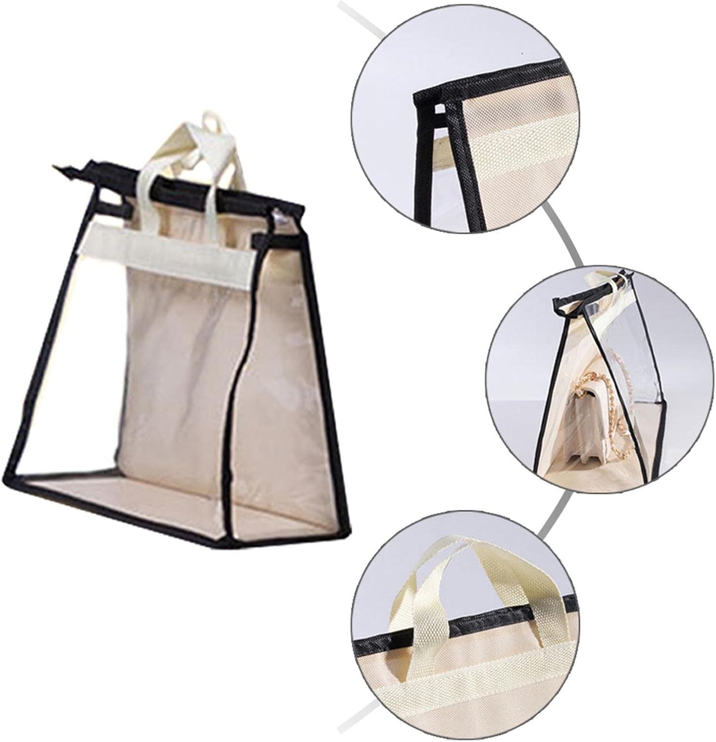 Clear Purse Protector Bag | Purse Storage Bag Organization for Hanging Closet with Zipper and Handle - Dust Bags for Wall Hanging, Purse Storage Organizer for Closet Pochy