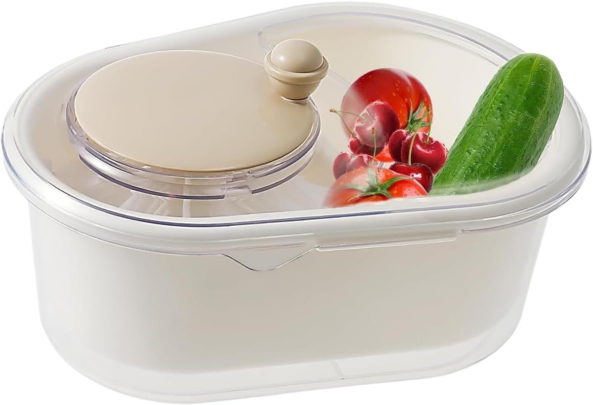 Fruit Washing Machine - ABS Salad Washer and Spinner | 12.6x9.45 Inches Lettuce Dryer, Kitchen Food Prep Tool, Labour-Saving Gadgets for Strawberry, Lettuce, Blueberries, Cherry Tomato