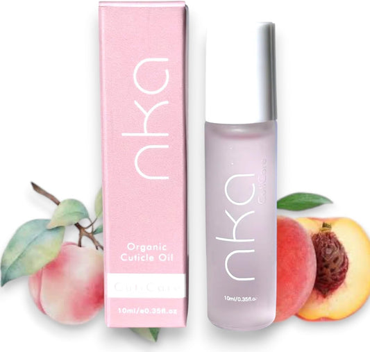 NKA CutiCare Organic Cuticle Oil, 10ml, Roll-on Bottle, Nourishing Moisturising Nail and Hand Care (10ml, Peach)