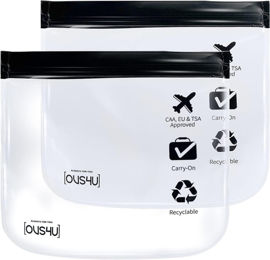 Clear TSA Approved Toiletry Bag, Quart Size Carry-On Clear Liquids Bag Airport Security Approved 3-1-1 Compliant Transparent Bag for Toiletries Cosmetics Travel (2pcs)