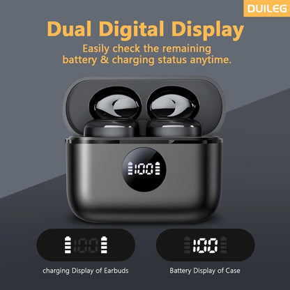 DUILEG Wireless Earbuds, Bluetooth 5.3 Headphones 50H Playtime with LED Digital Display Charging Case, IPX7 Waterproof in-Ear Earbuds HiFi Stereo Sound Earphone with Mic for Phone Computer Laptop