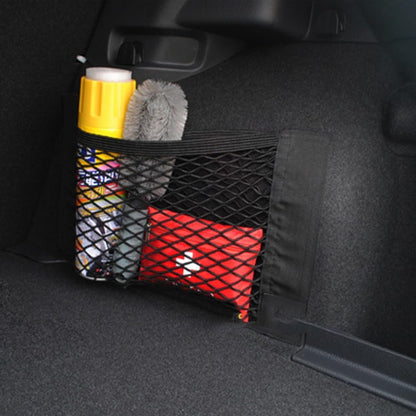 TOMVAES 4 Pack Car Trunk Net Mesh Auto Cargo Storage Organizer Small Elastic Netting Pocket Wall Sticker Add on Pouch Bag for SUV, Truck, RV,25x30cm