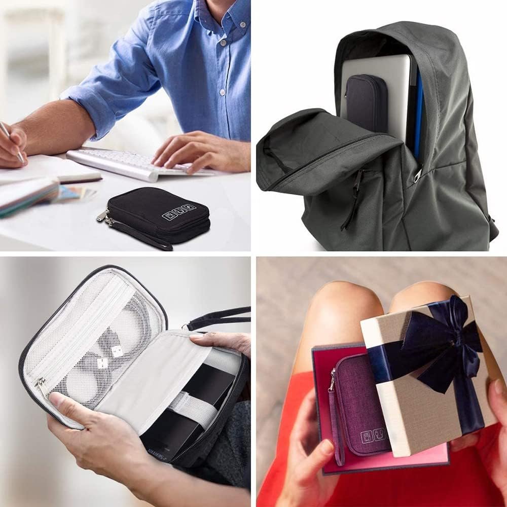 Electronic Accessories Bag, Travel Accessories Gadget Storage Bag Universal Travel Bag for Small Electronics and Cables, Adapter, Battery and More,Power Bank, Mouse,iPad, Phone (Black)