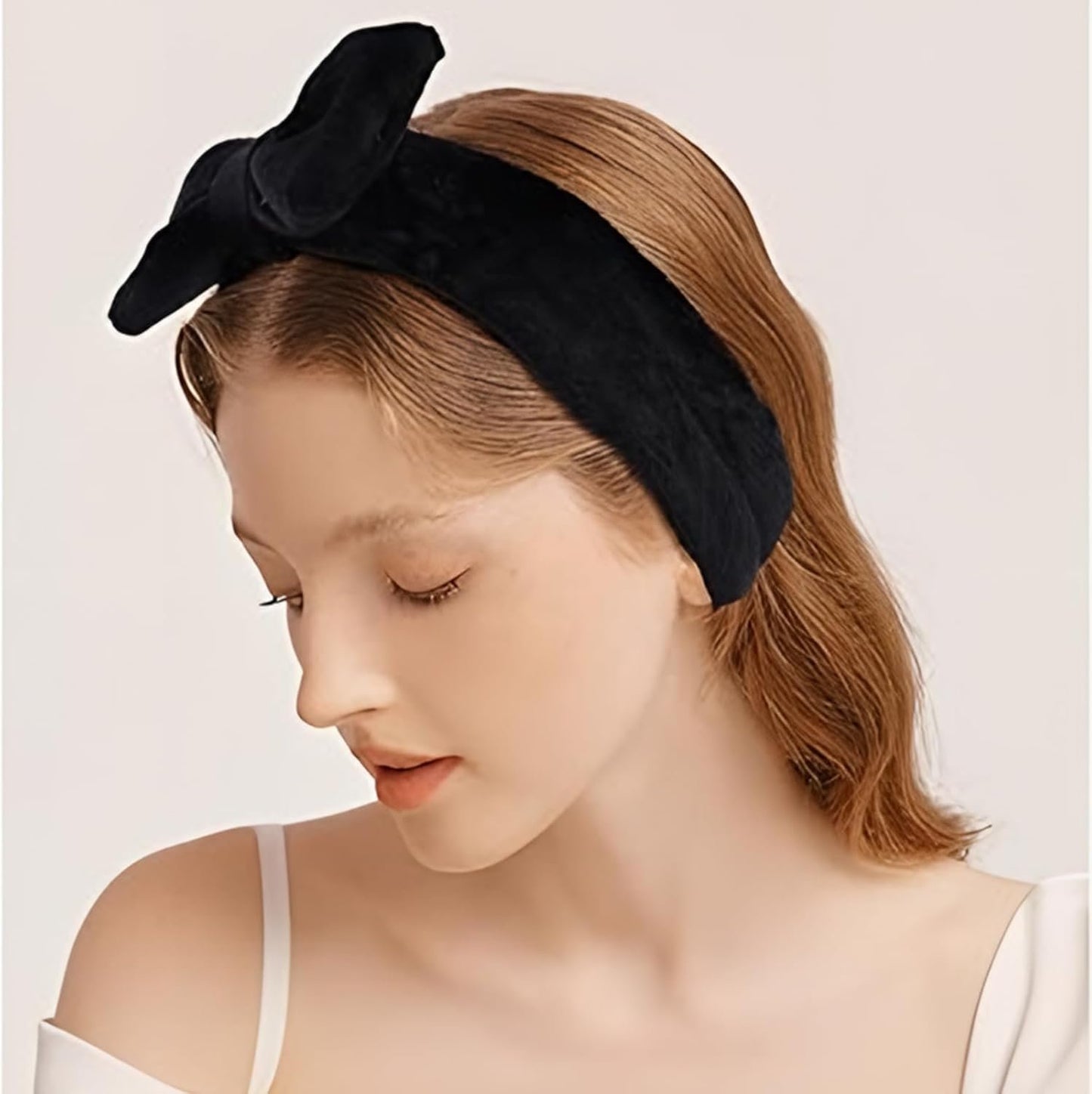 Spa Headbands for Women, 4 Pcs Makeup Headband for Washing Face Soft Hair Band Skincare Headbands for SPA Shower Sponge Headbands Wristbands (Black)