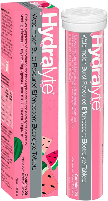 Hydralyte Effervescent Watermelon Burst Flavoured Electrolyte 20 Tablets