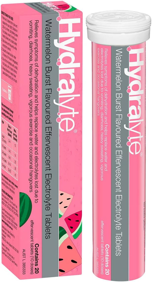 Hydralyte Effervescent Watermelon Burst Flavoured Electrolyte 20 Tablets