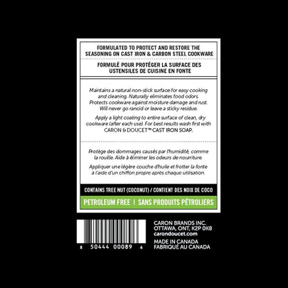 Caron & Doucet - Cast Iron Cleaning & Conditioning Set: Seasoning Oil & Cleaning Soap | 100% Plant-Based | Best for Cleaning, Washing, Restoring & Seasoning Cast Iron Skillets, Pans & Grills! 8oz Each
