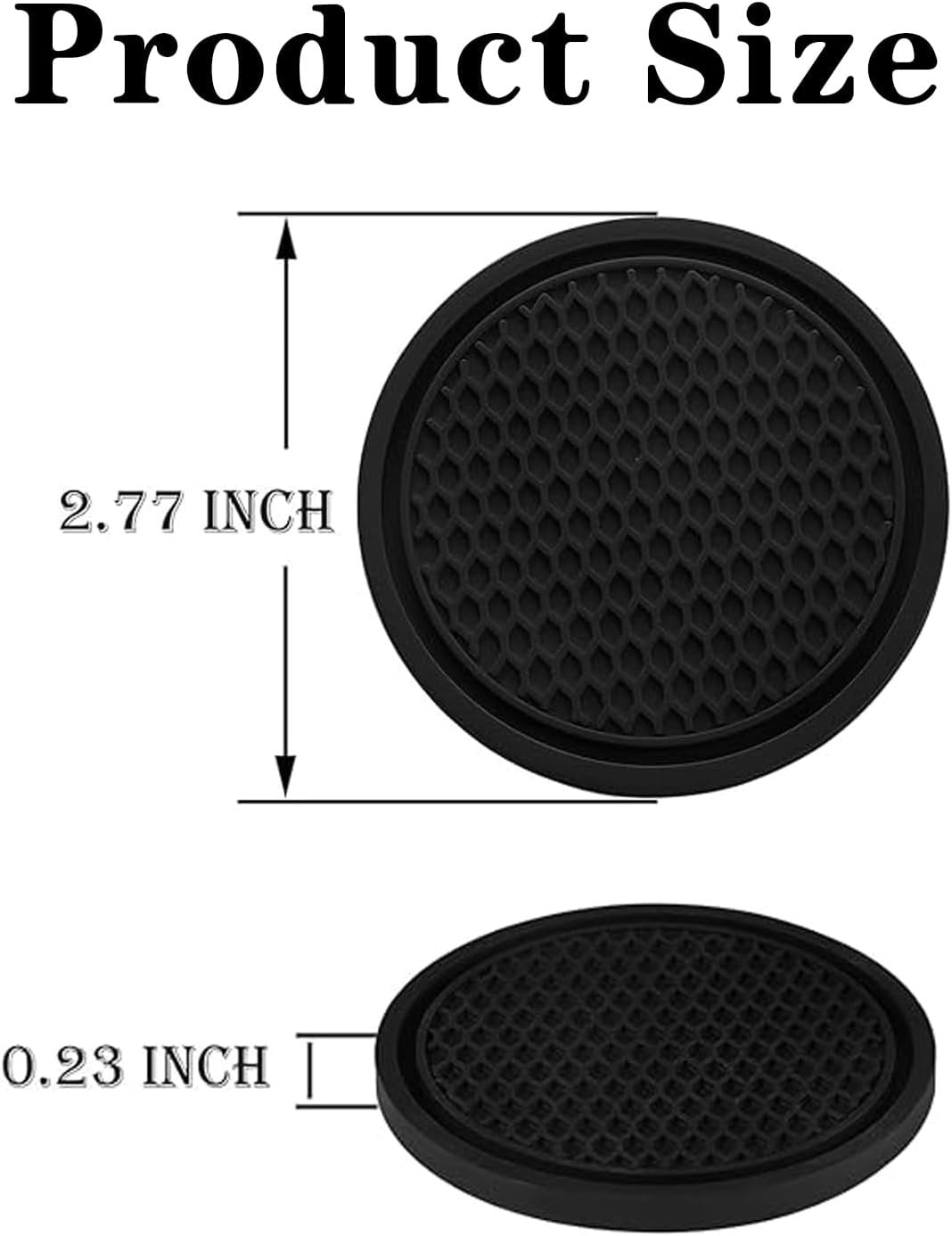 JDFHFGB 4 Pcs Car Cup Coasters,Non-Slip Silicone Cup Mats, Universal Fit for Vehicle Cup Holders,Anti-Spill Interior Car Accessories for Drinks (Black)