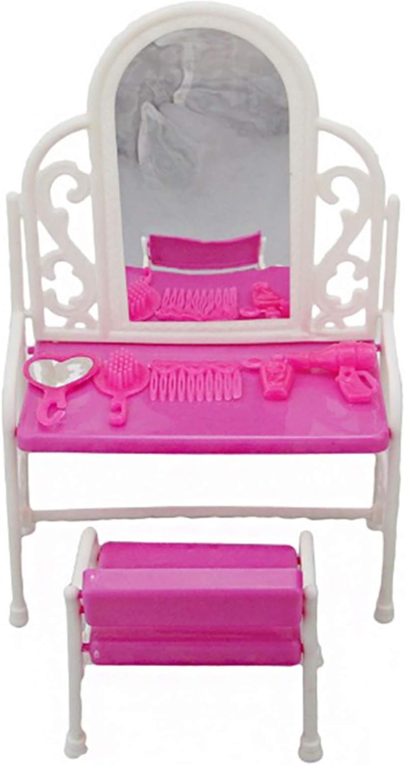 Yudanny 8 Pieces/Set Furniture Accessories Princess Set Dresser Gift + Sofa Set + Bed Set + Hangers for Bedroom Barbie Doll