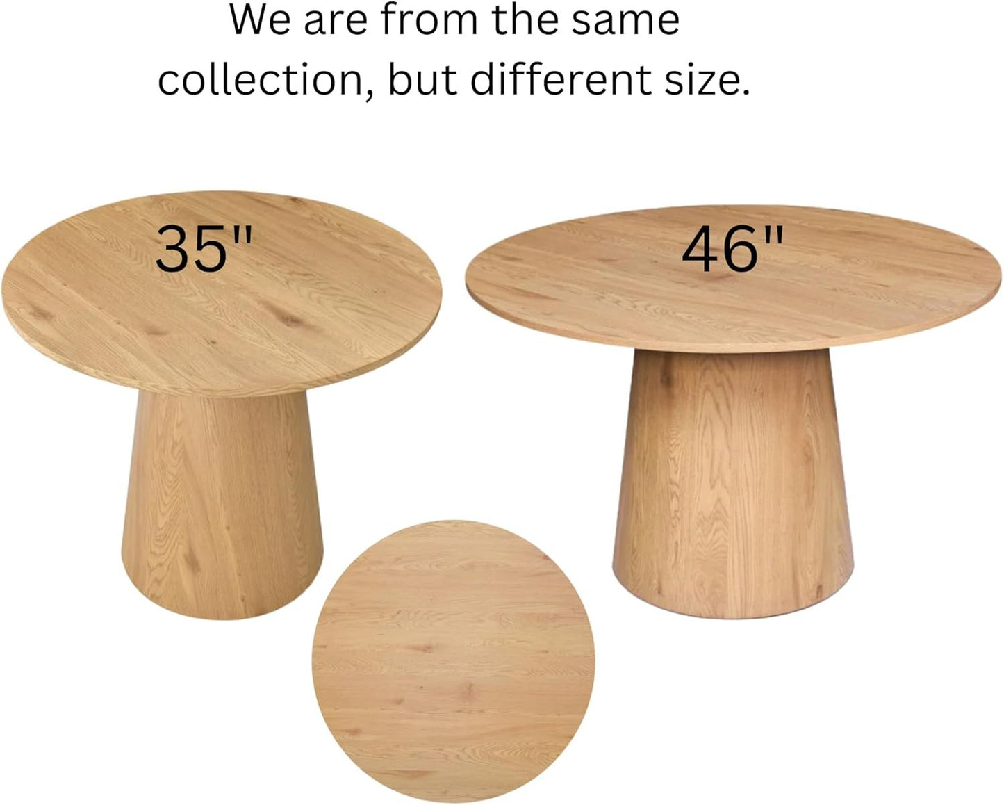 KOSSMAI Modern Round Dining Table with Wide Pedestal Base, 35", Wood Grain Finish, Anti-Tip Weighted Base,Oak or Black Color – Small Space & Kitchen Dining Table, (Oak)