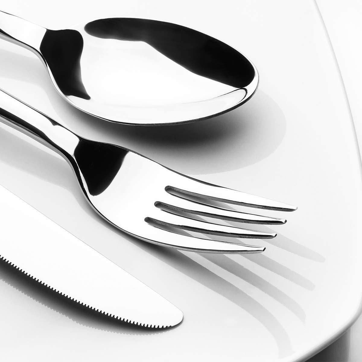 Flatware Set, 20-Piece Cutlery Set for 4, Stainless Steel Premium Silverware Sets with Forks Spoons Knife, MASSUGAR Utensils Set, Dishwasher Safe