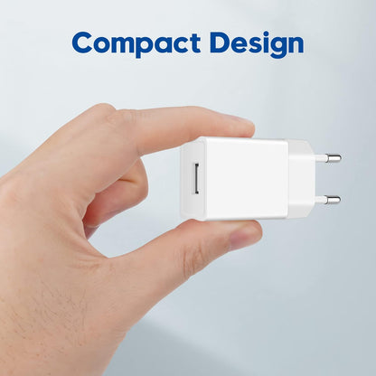 MatauMahi 5V1A USB Charger (White, Pack of 2), 5W USB Socket, USB Power Supply, Adapter Plug, Charger for Mobile Phones, Tablets, Powerbank, Bluetooth Headphones and More