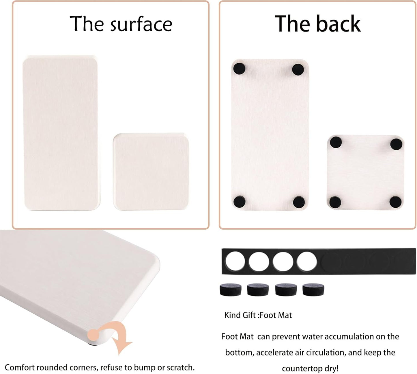 NiuYichee Set of 4 Water Absorbent Diatomite Tray, Diatomaceous Earth Kitchen Soap Dish, Hand Soap Holder, Water Absorbing Stone Used for Plants & Toiletries in The Modern Home