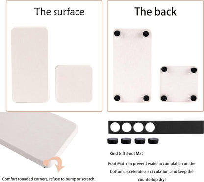 NiuYichee Set of 4 Water Absorbent Diatomite Tray, Diatomaceous Earth Kitchen Soap Dish, Hand Soap Holder, Water Absorbing Stone Used for Plants & Toiletries in The Modern Home