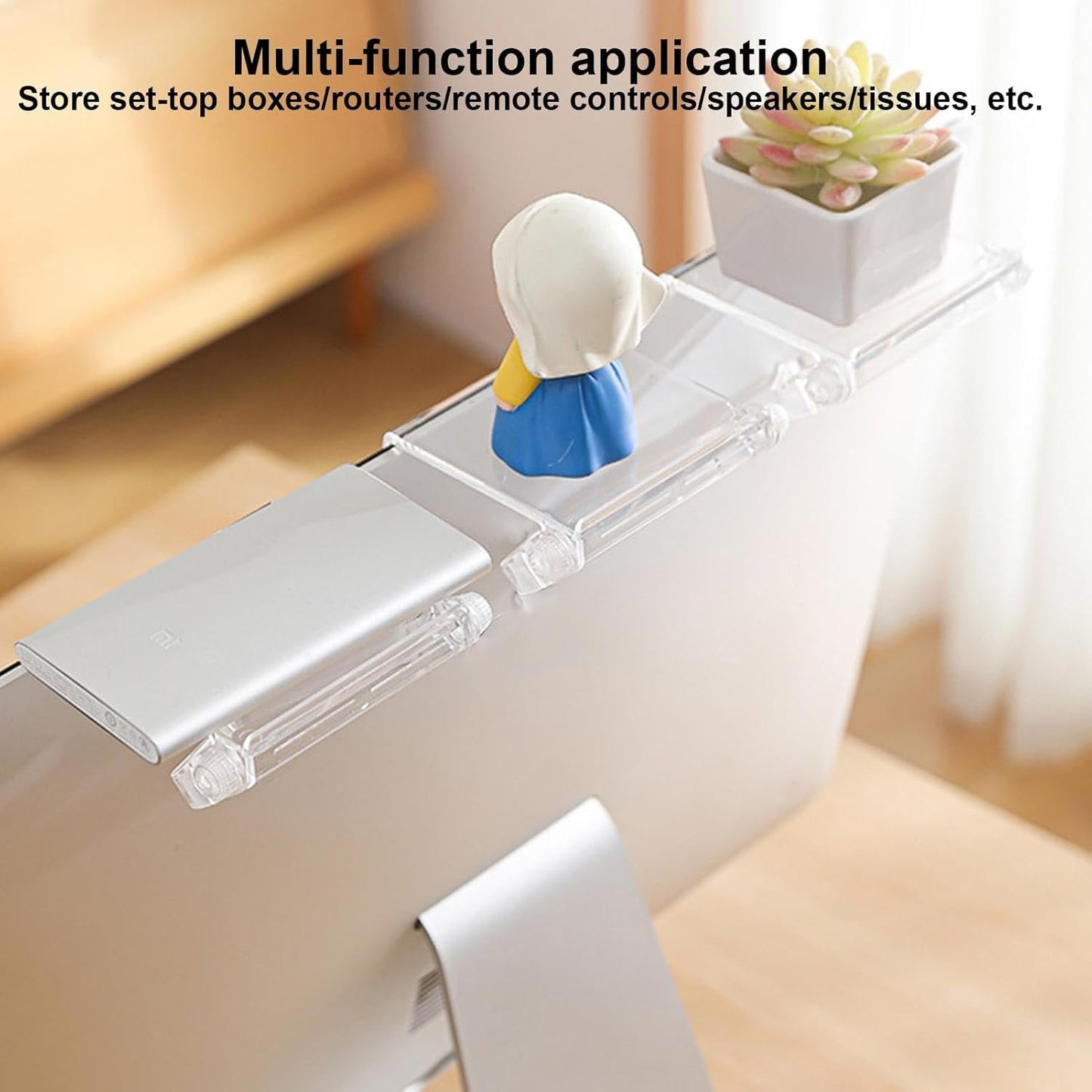 TV Top Shelf - Adjustable Monitor Top Mounting Bracket,Router Bracket for Streaming Devices, Cable Box, Router and Home Decor