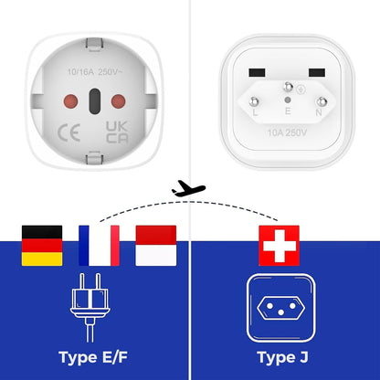 Oliveria Switzerland Socket Adapter, 3 Pieces Switzerland to Italian Plug Adapter, Switzerland Italy Adapter, Type J Adapter, Travel Adapter for Switzerland, Maldives, Rwanda, Liechtenstein