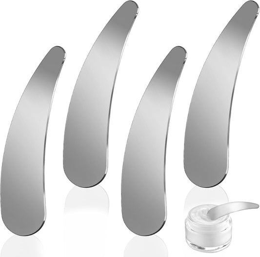 Molain 4Pcs Mini Metal Cosmetic Spatulas, Skincare SpatulaMixing and Sampling Makeup Beauty Tools for Skin Care Creams, Eye Cream, Essences Beauty Accessories(4PCS)