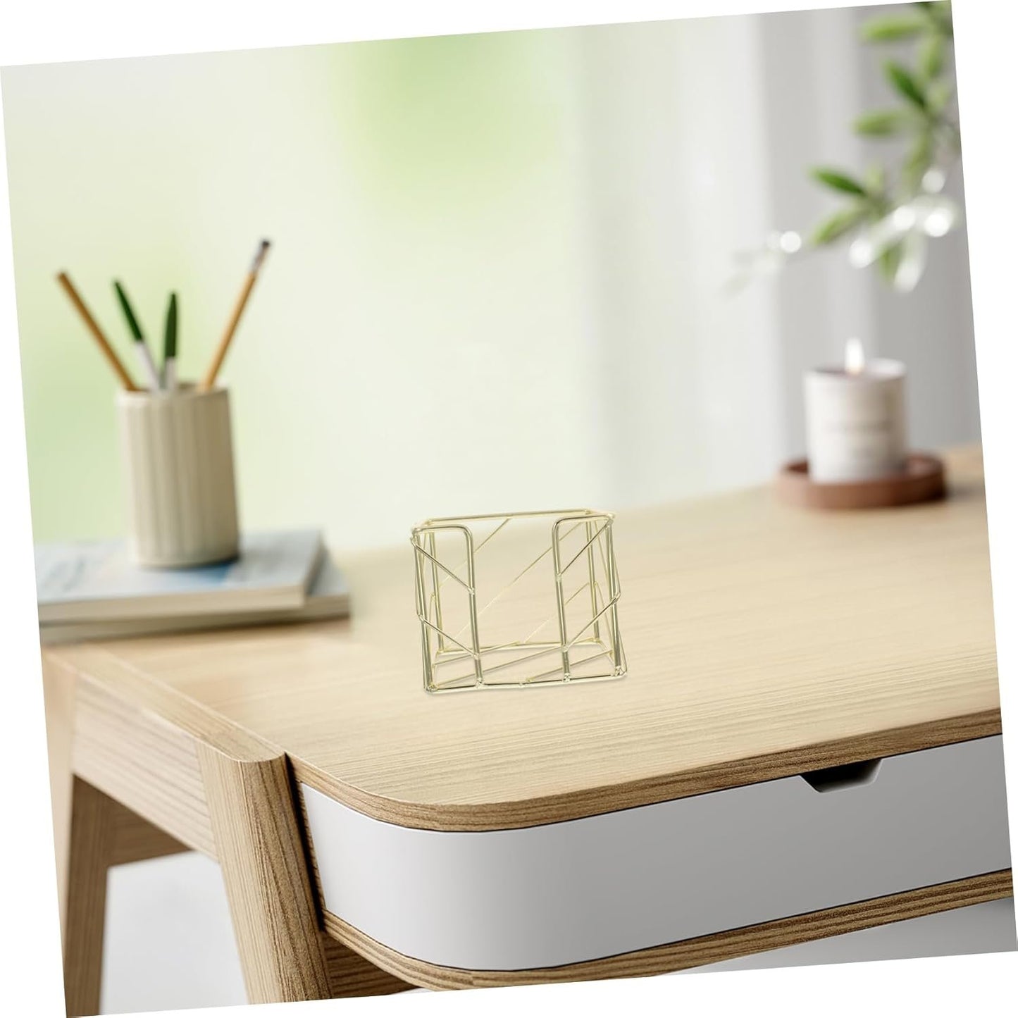 Angoily Gold Metal Desk Organizer for Memo and Elegant Hollow Design for Home Office Supplies Compact Pencil Holder for Efficient Workspace Organization