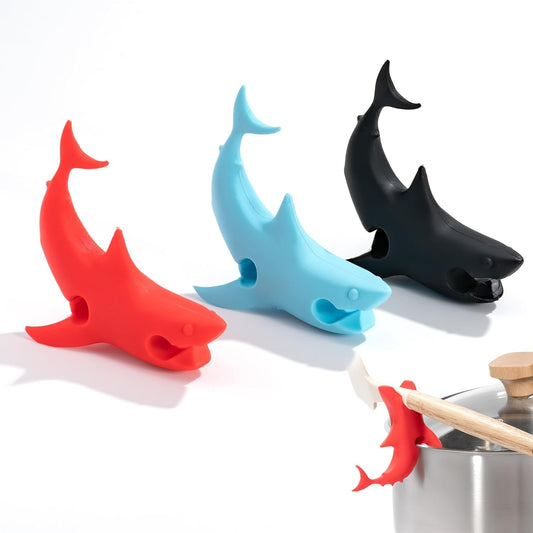 Li&Zhao Silicone Spoon Rest - 3 PCS Shark Spoon Rest for Stove Top Utensil Rest Kitchen Spoon Holder for Stove Organizer Cooking Gifts Kitchen Gifts