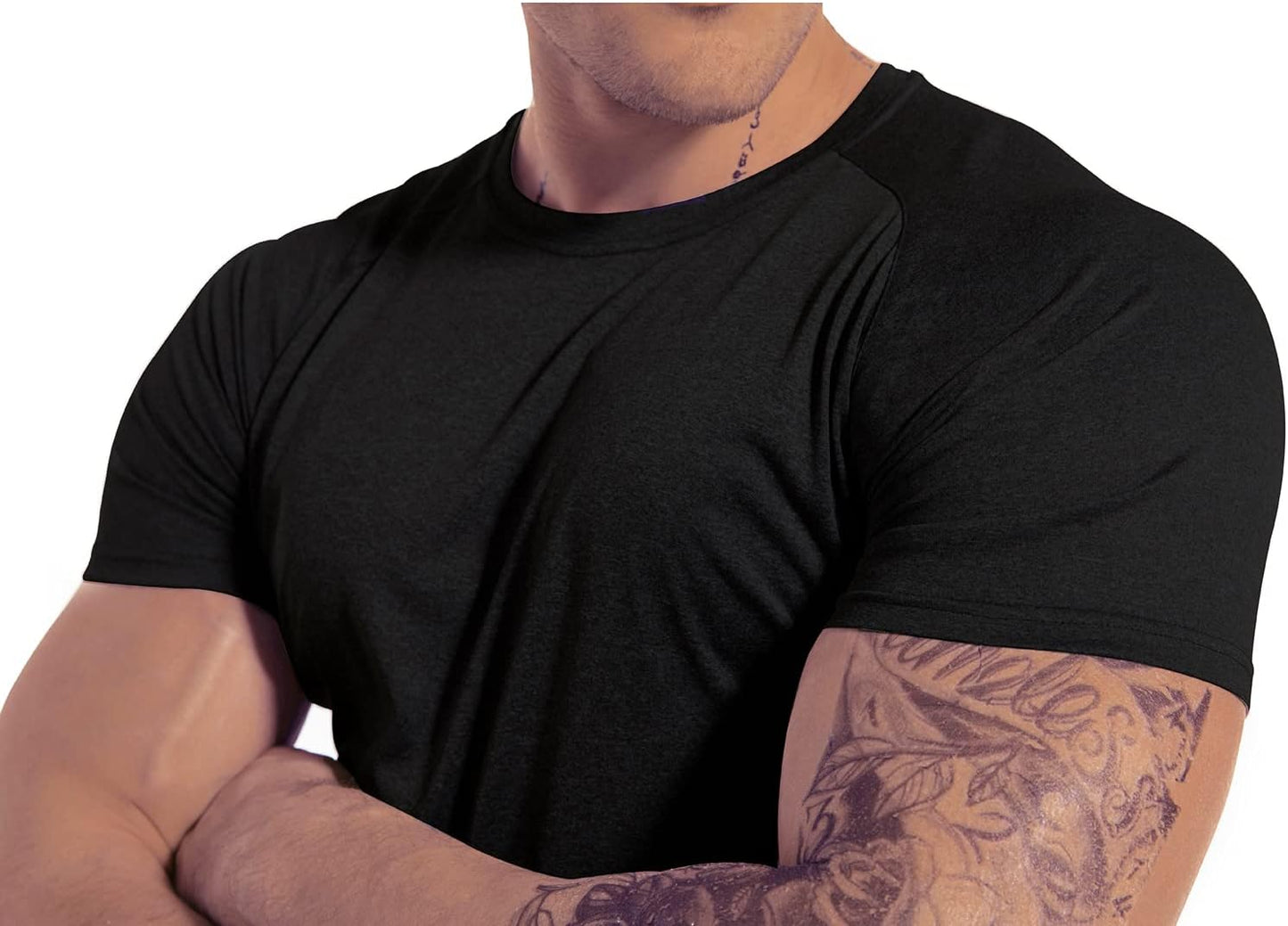 DEHORU 3 Pieces Men's Gym T-Shirt Sports Moisture Wicking Training Short Sleeve Quick Dry