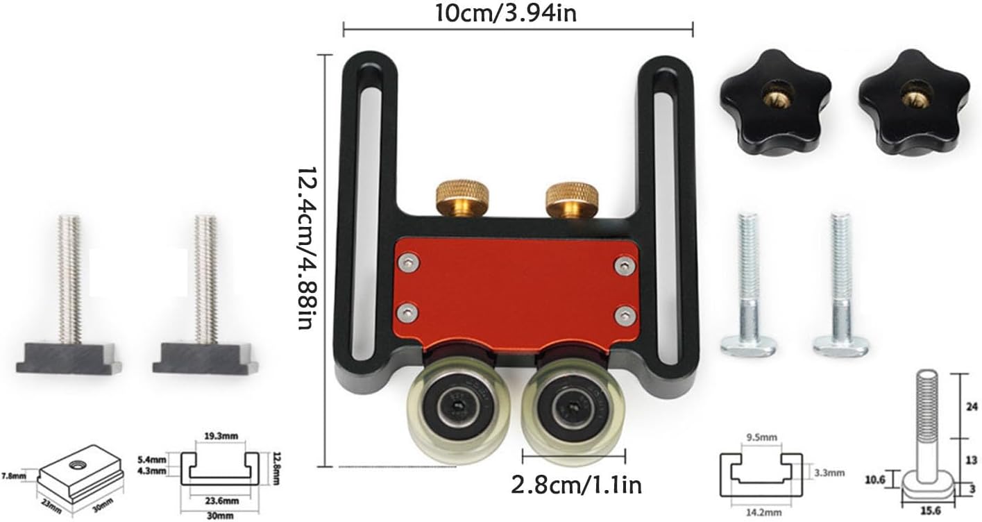 Woodworking Roller Guide – Aluminum Alloy Feeding Board, Wheel Bearing Block | Safety Push Tool for Table Saw, Router Table, Jointers, Professional Carpentry Equipment, Workshop Accessories