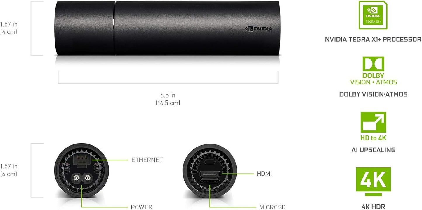 Nvidia Shield Android Tv 4K HDR Streaming Media Player, Dolby Vision, Google Assistant Built-In, Works With Alexa, Black