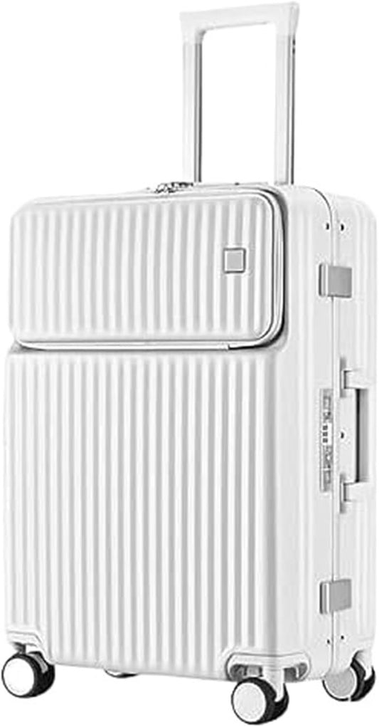 Luggage Suitcases for Travelling Luggage Resistant Hard Luggage Aluminum Frame Carry On Luggage Security Lock Suitcase Spinner Wheels Luggage (Color : White, Size : 20in)