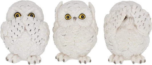 Nemesis Now Three Wise Owls Figurine 8cm White
