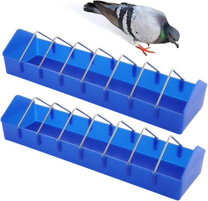 2 Pack Large Pigeon Feeder Thick Durable Slot Container Feeding Dish Food Dispenser Tool for Pigeon Chicken Duck Bird Poultry (Length: 16")