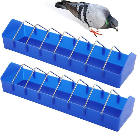 2 Pack Large Pigeon Feeder Thick Durable Slot Container Feeding Dish Food Dispenser Tool for Pigeon Chicken Duck Bird Poultry (Length: 16")