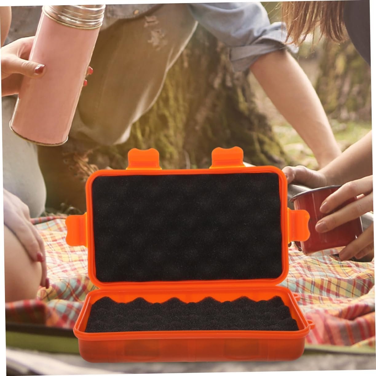 MOLUCKFU Box Survival Storage Waterproof Hard Case with Foam Outdoor Matches Tools Emergency Orange Plastic