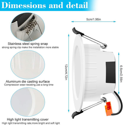 FVTLED Smart Recessed Lighting 4 Inch, Wireless Bluetooth 9W RGBWC Color Changing LED Downlight, 700LM 2700K-6500K Dimmable LED Can Lights - 1 Pack