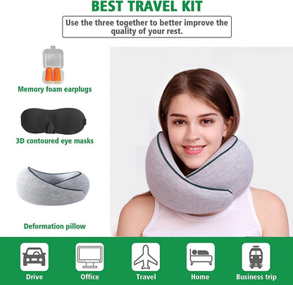 HUANT Neck Pillow for Travel - Memory Foam, Comfortable & Breathable Soft U Shaped Pillows Neck & Head Support Relieve Fatigue, Portable Pillows for Airplane, Cars, Office,Pillow with Washable Cover