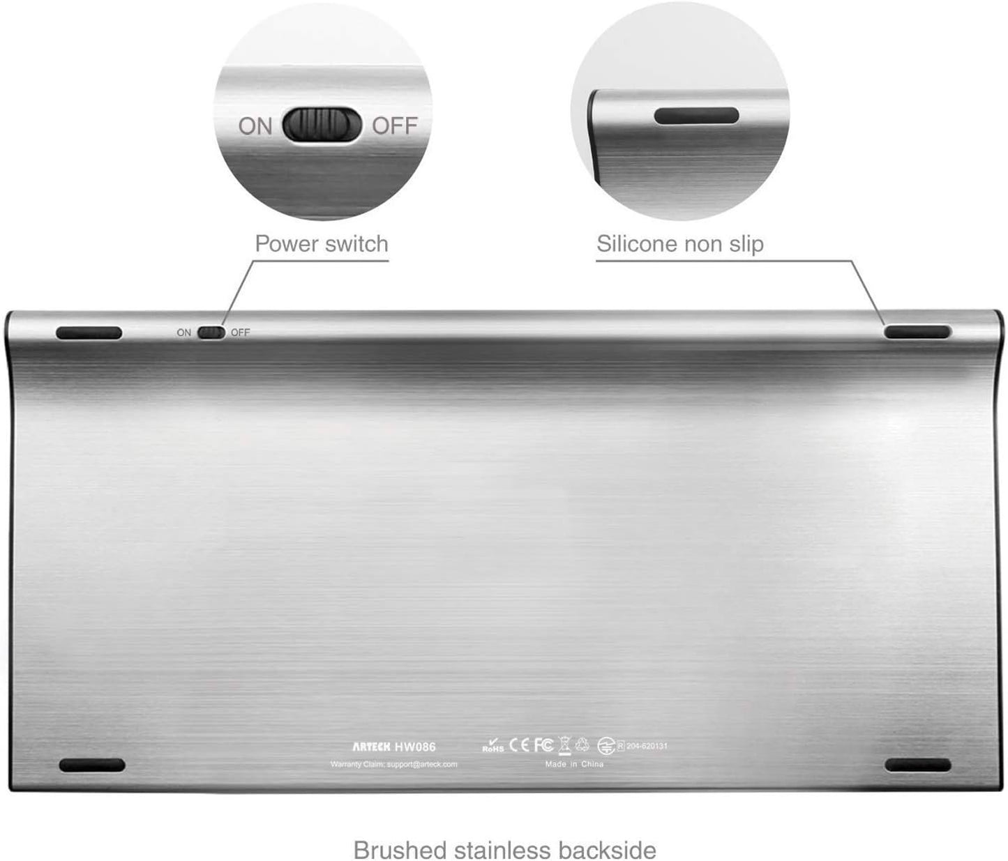 Arteck 2.4G Wireless Keyboard Ultra Compact Slim Full Size Keyboard for Desktop/PC/Laptop and Windows 10/8 / 7 / Vista/XP