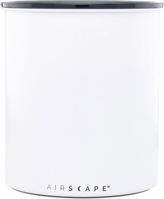 AirScape Coffee Storage Canister (1.1 kg Dry Beans) - Extra Large Kilo Size Food Storage Container, US patented Airtight Two Way Valve Lid Pushes Air Out to Preserve Freshness (Matte White)