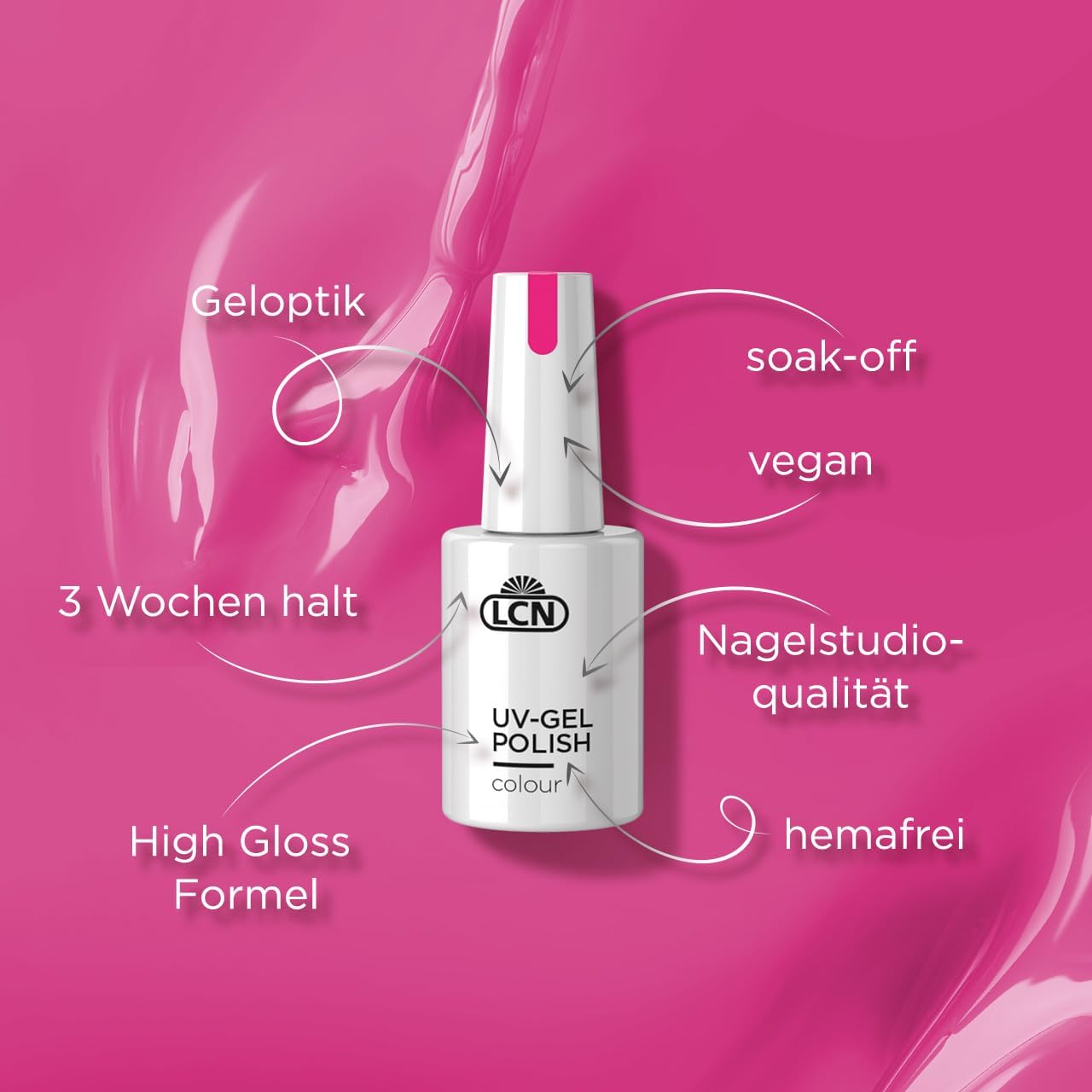 LCN Berry Red UV Nail Polish - Long Lasting Shellac - Gentle Soak-off - Vegan, Animal Testing & HEMA Free - 10ml