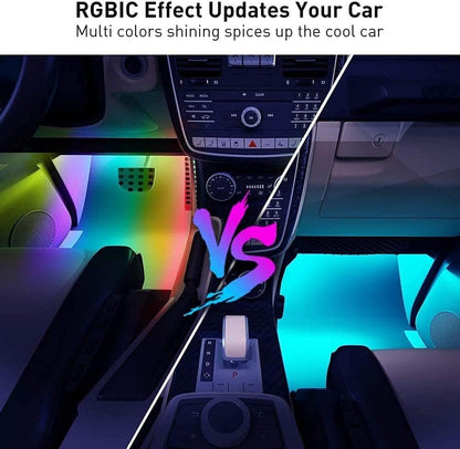 Govee Interior Car Lights, RGBIC Car Lights Car Atmosphere Lights with Smart APP Control 4pcs, Music Sync Mode, 30 Scene Options 16 Million Colors, DIY Mode, Car LED Strip Lights for Cars, SUVs