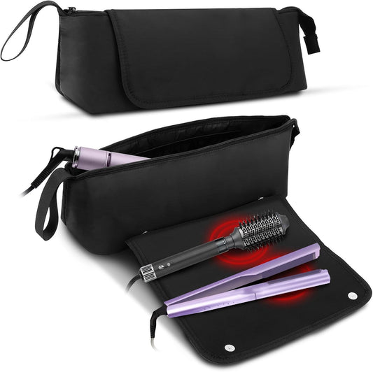 Large Travel Bag for Hot Hair Tools Heat Resistant Curling Iron Hair Straightener 2 in 1 Hair Tool Bag Travel Organizer