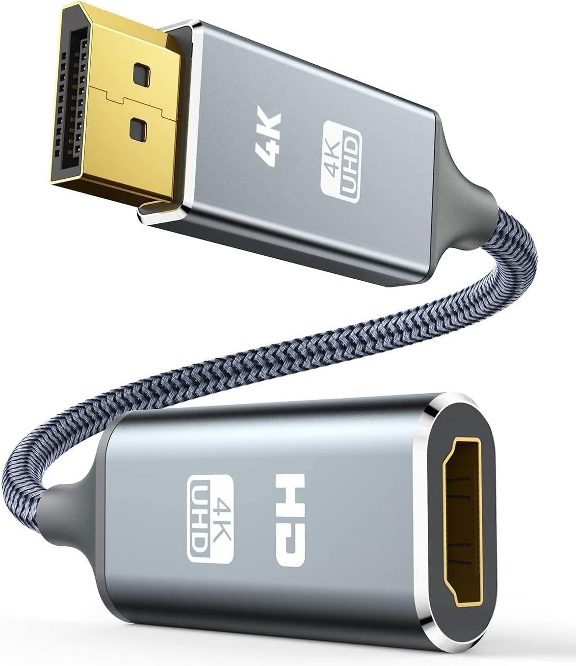 Snowkids DisplayPort to HDMI Adapter (4K 30Hz) Unidirection Display Port to HDMI Converter Male to Female, Non-bidirectional DP Output to HDMI Input Converter