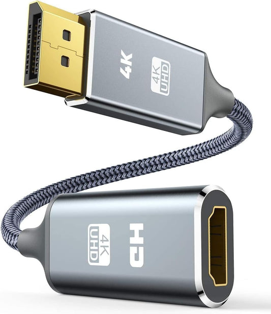 Snowkids DisplayPort to HDMI Adapter (4K 30Hz) Unidirection Display Port to HDMI Converter Male to Female, Non-bidirectional DP Output to HDMI Input Converter
