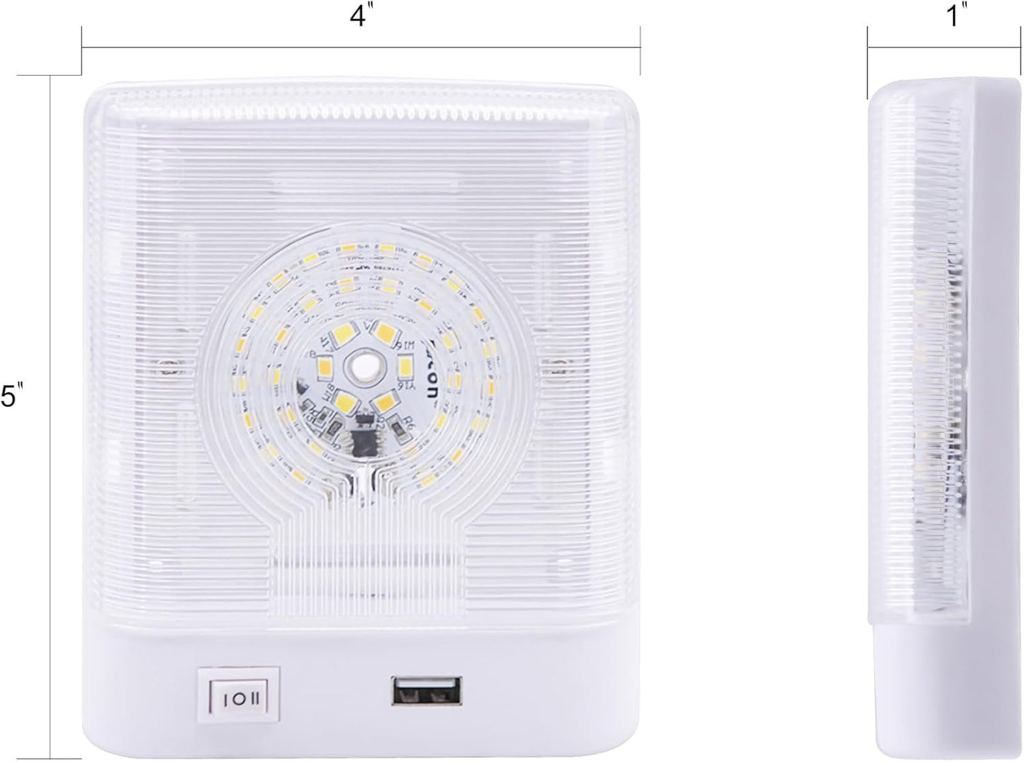 Facon 12V RV Interior Lights with Fast USB Charger (5V/2.4A), Dual-Tone 3000K/4000K Smart Lighting Upgrade for RVs, Campers, Boats, Square Single Pancake RV Lighting
