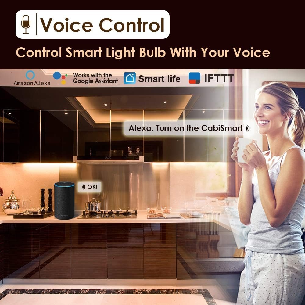 Under Cabinet Lighting Plug in Work with Smart App,Alexa & Google,LED Cabinet Strip Lights Linkable with Timer,2700-6500k Temp,Under Counter Light Fixtures for Kitchen,Book Shelf,Display Case,6pcs