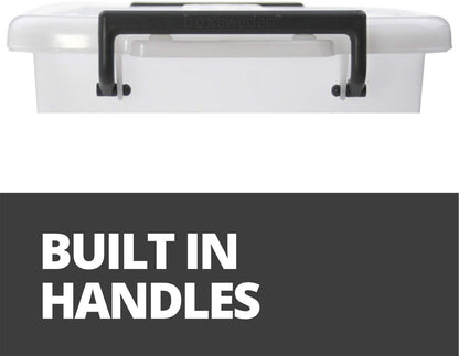 5 x HEAVY DUTY UTILITY STORAGE BINS 55L Stackable Plastic Storage Tub Container Clear Large Storage Box Tote Bin Boxes Bins With Durable Clip on Lid