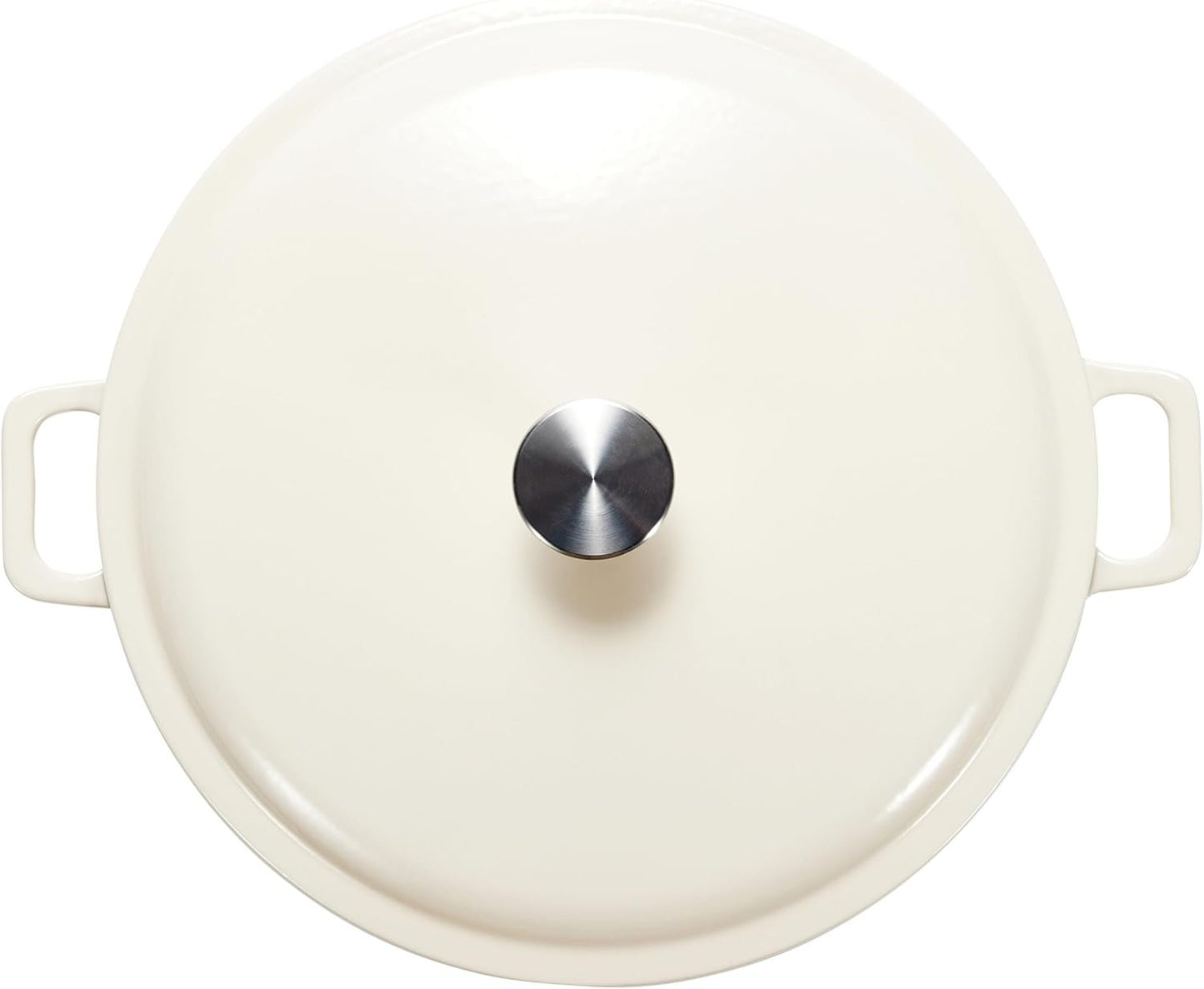AmazonBasics Enameled Cast Iron Covered Casserole Skillet, 3.3-Quart, White