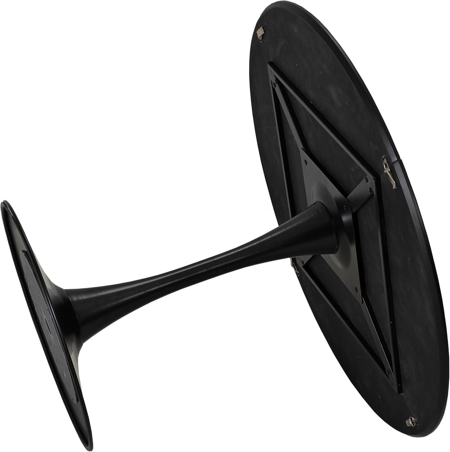 47.24" Modern Round Dining Table, Four Patchwork Tabletops with Black Color Solid Wood Grain Table Top, Metal Base Dining Table, End Table Leisure Coffee Table