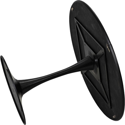 47.24" Modern Round Dining Table, Four Patchwork Tabletops with Black Color Solid Wood Grain Table Top, Metal Base Dining Table, End Table Leisure Coffee Table